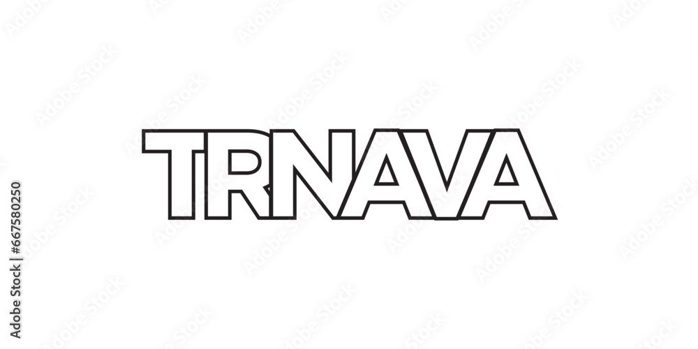 Trnava in the Slovakia emblem. The design features a geometric style, vector illustration with bold typography in a modern font. The graphic slogan lettering. Trnava in the Slovakia emblem. The design features a geometric style, vector illustration with bold typography in a modern font. The graphic slogan lettering.