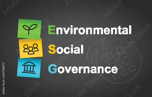 ESG  Environmental Social Governance Post It Notes Concept Background
