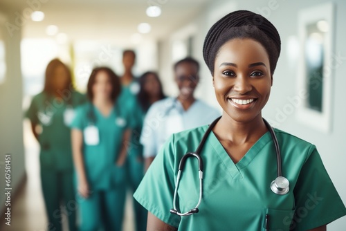 Smiling African Woman Doctor in Hospital