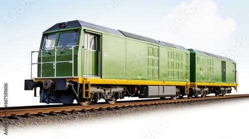a green rail car isolated on a clean white background, symbolizing efficient freight transport in the industrial sector © pvl0707