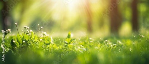 Springtime Serenity: Forest with Sun Beams and Defocused Trees