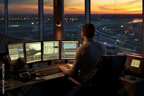 Air Traffic Controller in Airport Control Tower