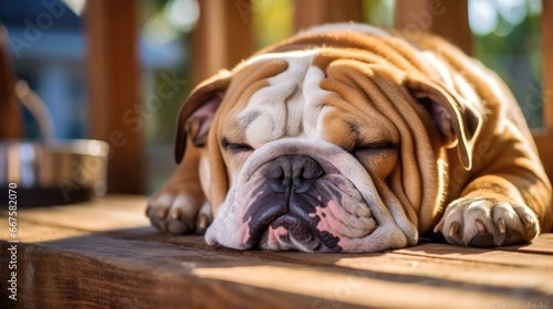 Sleeping British Bulldog in Dreamland © leftmade