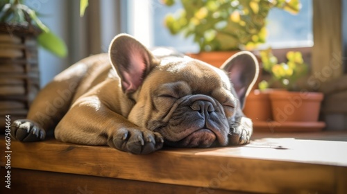 Adorable French Bulldog in Peaceful Slumber © leftmade