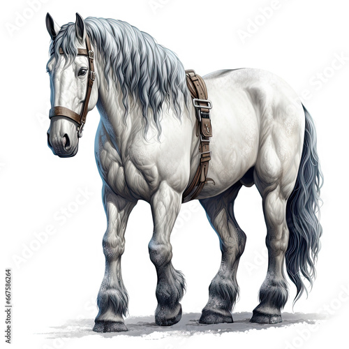 Digital Art  Majestic Draft Horse    Medieval Fantasy RPG Illustration