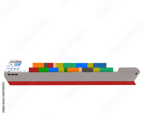 Cargo chargé de conteneurs empilés sur le pont