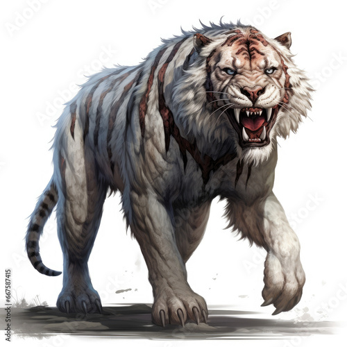 "Realistic Saber-Toothed Tiger Full Body Art" , Medieval Fantasy RPG Illustration © Dolgren