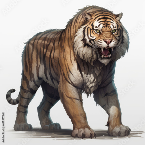 "Realistic Full-Body Tiger: Digital Wildlife Portrait" , Medieval Fantasy RPG Illustration © Dolgren