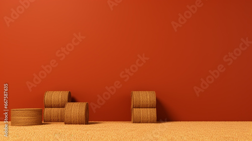 Hay Balers background on red wall with copy space photo