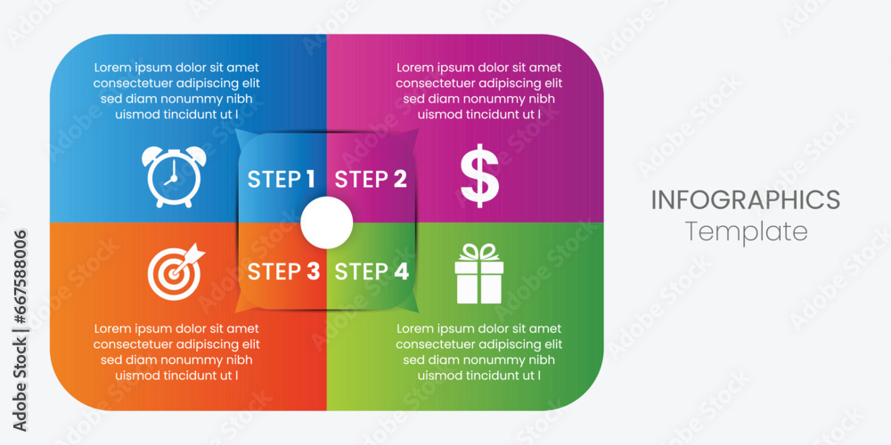 Infographic template Vector. Business process with 2 steps, options, circles. Can be used for workflow diagrams, annual reports, presentation Infographic template Vector. Business process with 2 steps, options, circles. Can be used for workflow diagrams, annual reports, presentation
