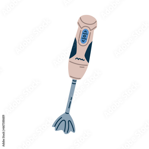 Hand Blender Device as Cooking Utensil Vector Illustration