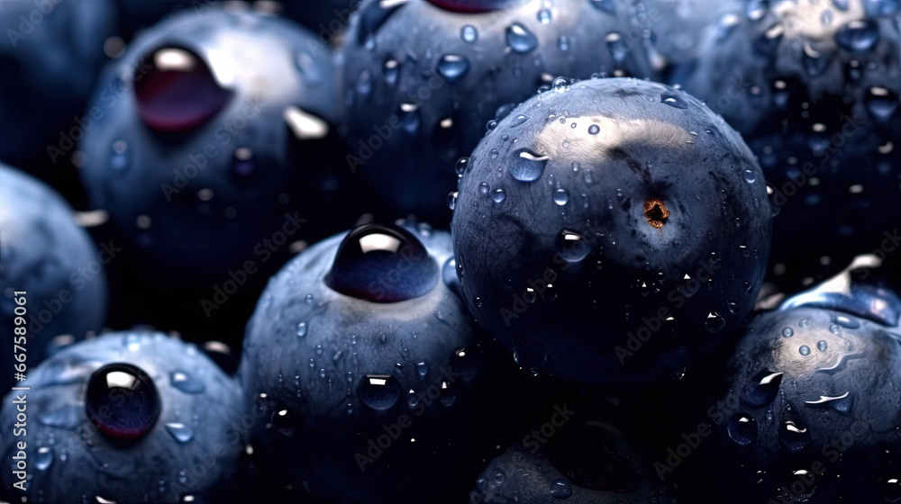 Water Drops on Group of Fresh Blueberries As Background Selective Focus Water Drops on Group of Fresh Blueberries As Background Selective Focus
