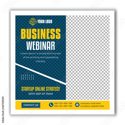 Business Webinar, business agency, digital marketing agency services social media post design template
