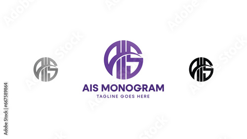 Modern monogram circle concept. Abstract combination letter A I and S logo design. Vector illustration