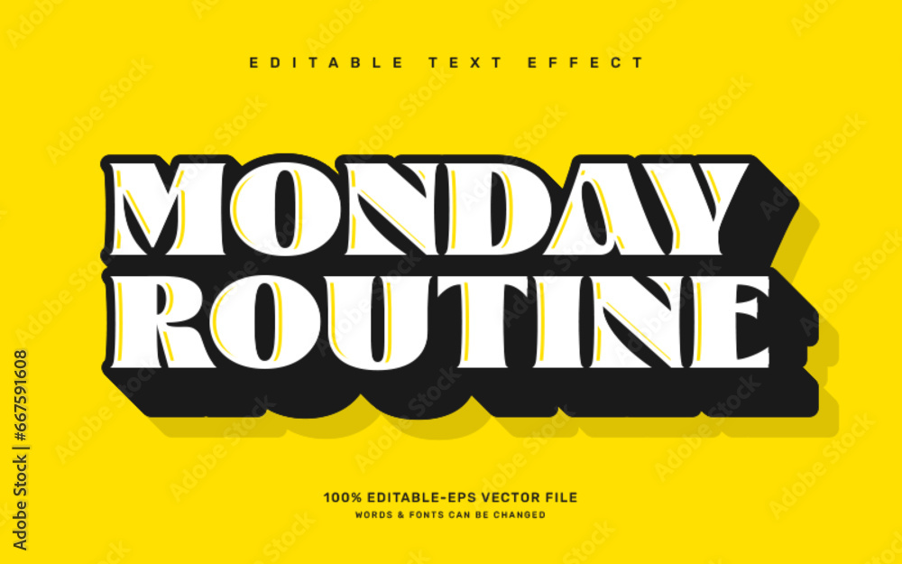 Monday routine editable text effect template