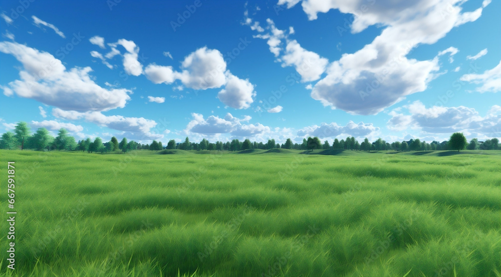 Blue sky nature grass green cloud field spring meadow summer landscape