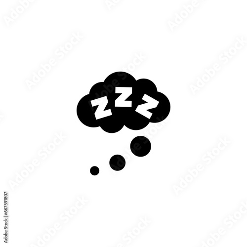 Sleep Rest, Sleepy ZZZ Talk Bubble, Dream. Flat Vector Icon illustration. Simple black symbol on white background. Sleep Rest, Sleepy ZZZ Talk Bubble sign design template for web and mobile UI element