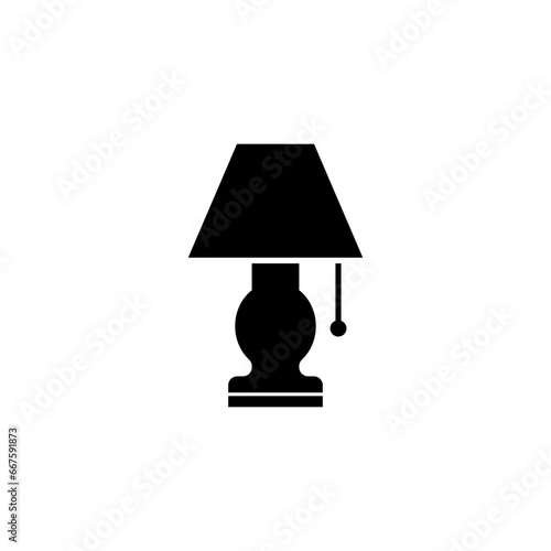 Table Bedroom Lamp, Floor Lamp, Bedside Illuminator. Flat Vector Icon illustration. Simple black symbol on white background. Table Bedside Lamp sign design template for web and mobile UI element