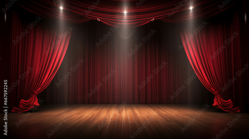 Fototapeta premium theater stage red curtains Show Spotlight
