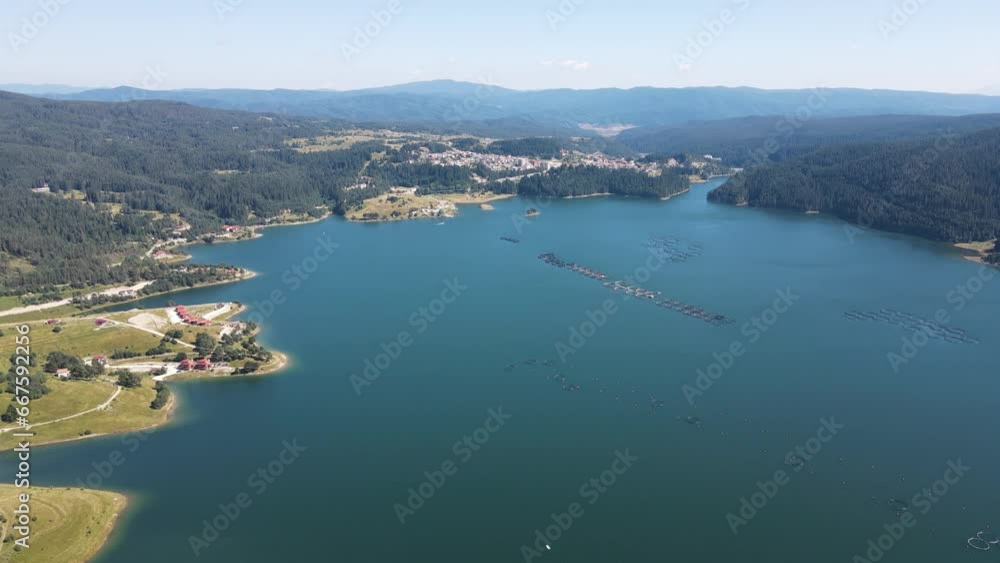 Aerial Summer view of Dospat Reservoir, Smolyan Region, Bulgaria Aerial Summer view of Dospat Reservoir, Smolyan Region, Bulgaria
