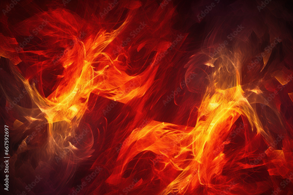 Religious concept of fiery hell. Flaming background of demonic evil. AI generated.