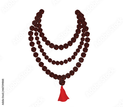 RUDRAKSH 5 Mukhi Rudraksha Jaap Mala vector  on white isolated
