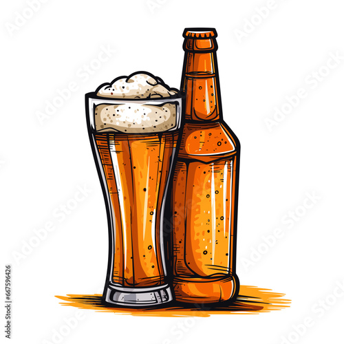 Beer hand-drawn comic illustration. Beer. Vector doodle style cartoon illustration