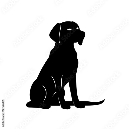 Labrador retriever black icon on white background. Labrador silhouette