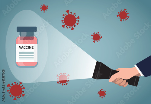 Vaccine concept. Find the key to treating the coronavirus.