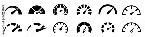Collection of Speedometers icons.Vector Illustation