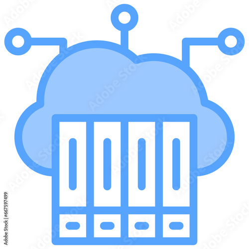 Cloud Library Blue Icon