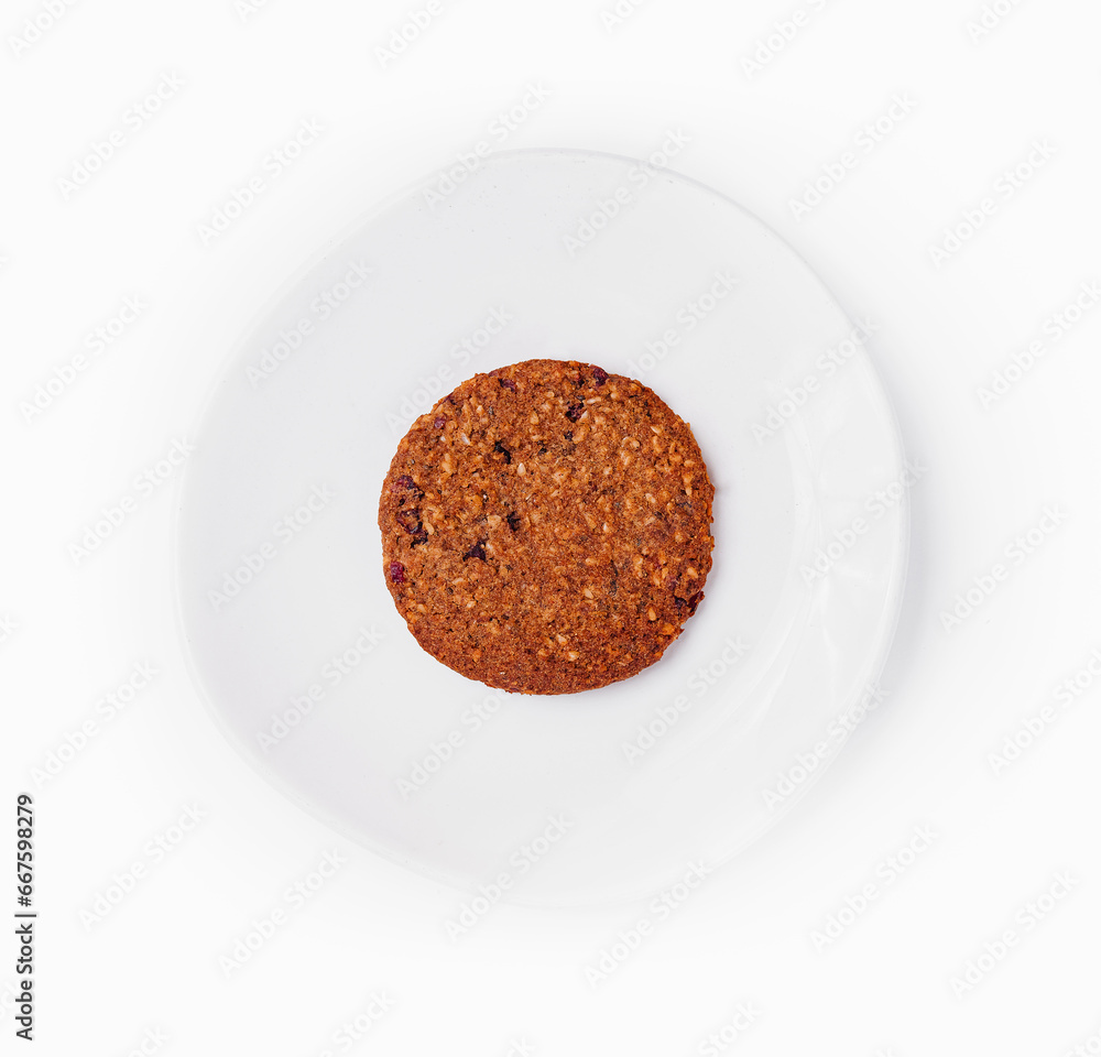 Oatmeal Cookies on White Plate on White Background Oatmeal Cookies on White Plate on White Background