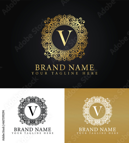 Luxury ornamental logo with letter V