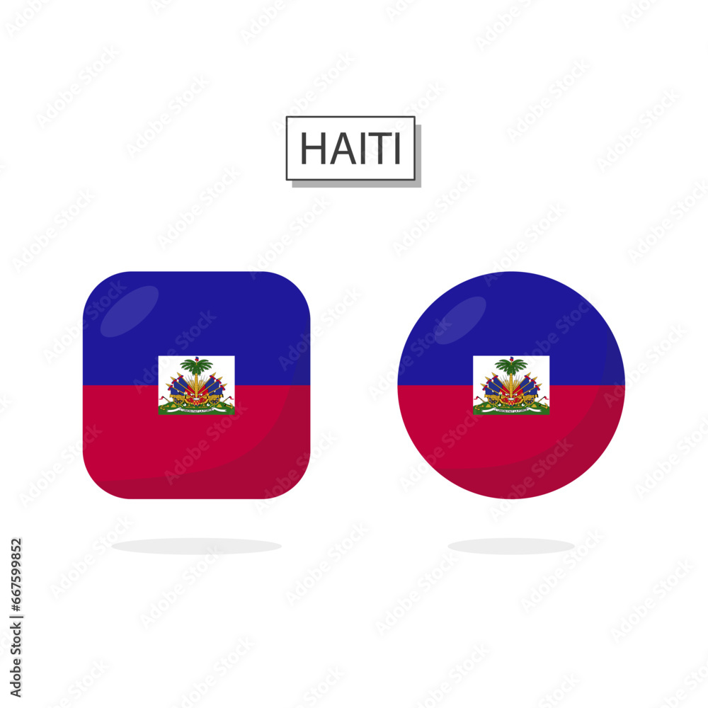 Naklejka premium Flag of Haiti 2 Shapes icon 3D cartoon style.