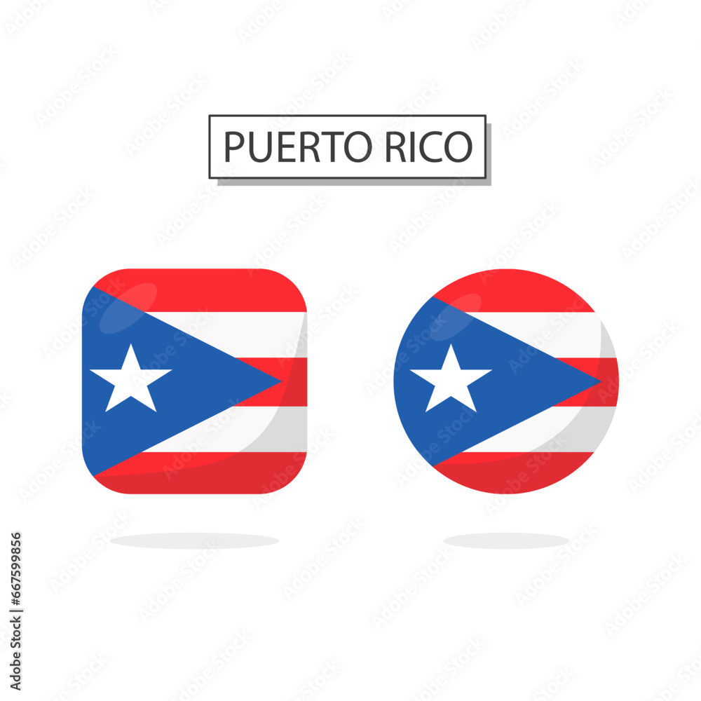 Flag of Puerto Rico 2 Shapes icon 3D cartoon style. Flag of Puerto Rico 2 Shapes icon 3D cartoon style.