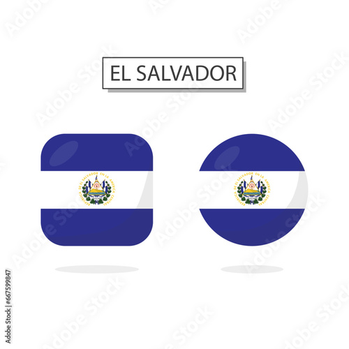 Flag of El Salvador 2 Shapes icon 3D cartoon style.