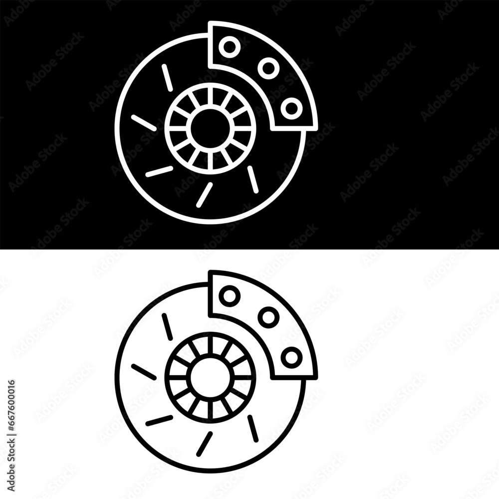 Fototapeta premium Disc Brake Icon, Black and White Version Design Template