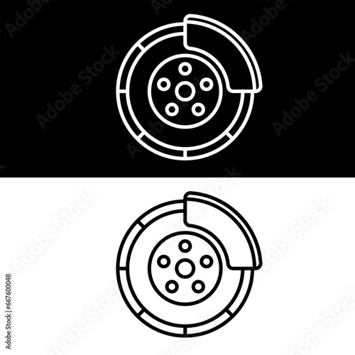 Disc Brake Icon, Black and White Version Design Template