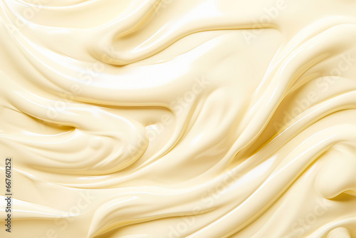 A mass of melted white chocolate. Wave pattern.