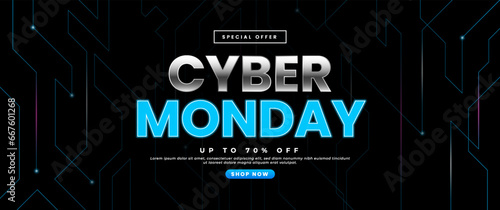 cyber monday banner with light elements