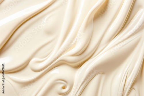 A mass of melted white chocolate. Wave pattern.