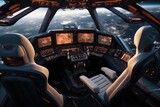 A spaceship cockpit that combines futuristic technology and design.