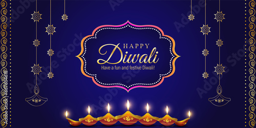 Vector illustration of Happy Diwali social media feed template