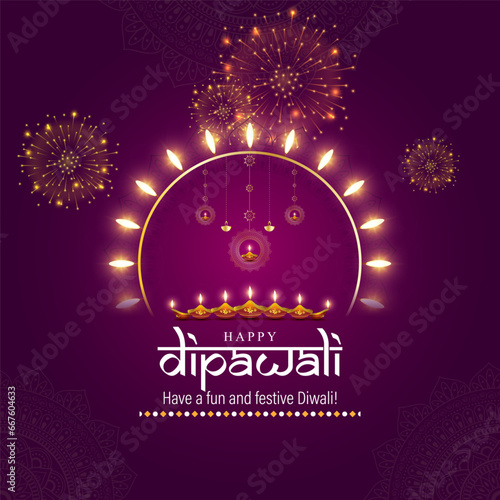 Vector illustration of Happy Diwali social media feed template