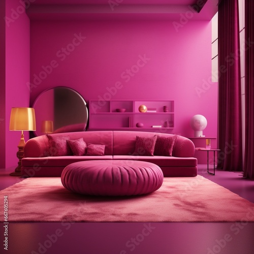 purple sofa in a room  generated by AI