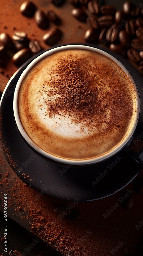 Cup of coffee with milk and cinnamon Cup of coffee with milk and cinnamon