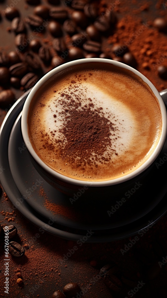 Fototapeta premium Whipped coffee with milk, sugar and cinnamon