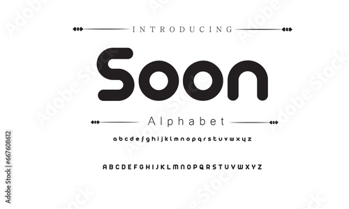 Soon Abstract modern urban alphabet fonts. Typography sport, technology, fashion, digital, future creative logo font. vector illustration