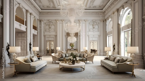 Luxury interior of a classic living room. 3d rendering © Michelle