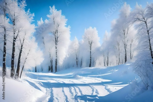 snow covered trees © aimenyounas